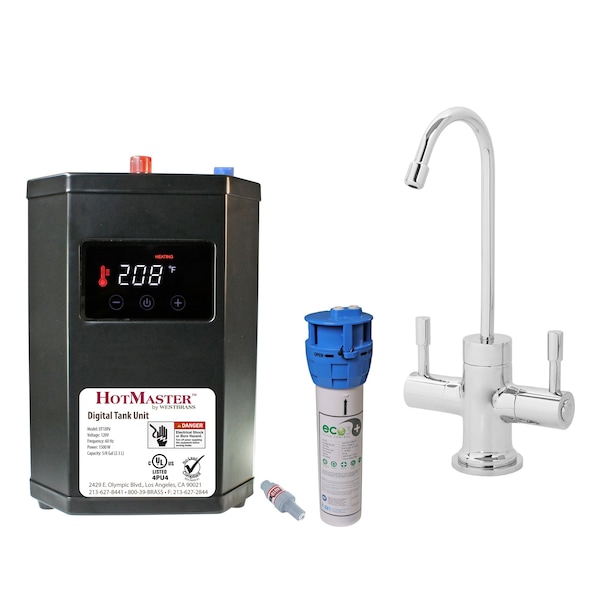 Westbrass Contemporary 10" Hot and Cold Water Dispenser W/ HotMaster DigiHot Digital Tank DT1F2051-26 - main